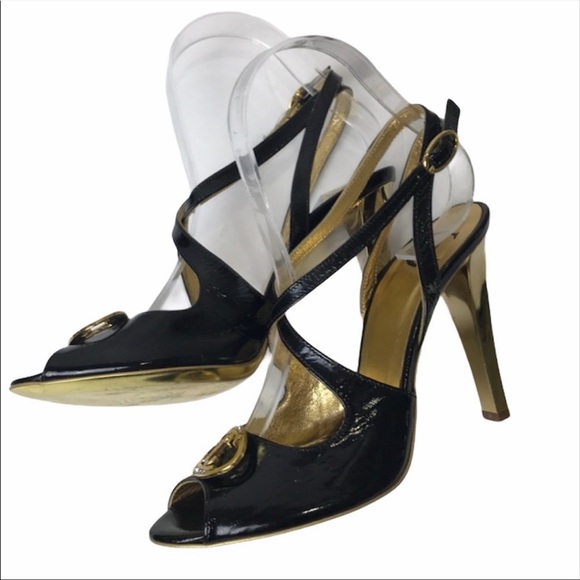 Just Cavalli Black and Gold Heels Size 6.5 - Picture 3 of 7